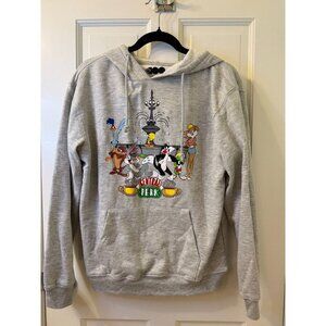 Looney Tunes Cartoon Central Perk Graphic Grey Hoodie - Size L (11-13)